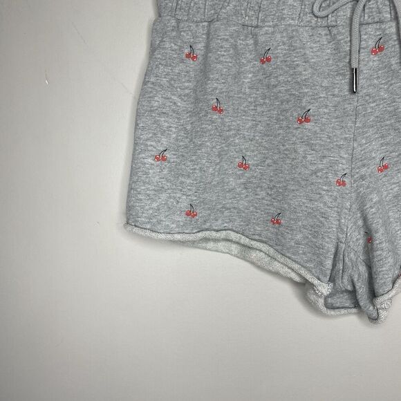 BETSEY JOHNSON Shorts Women Large Cherries Jubilee Gray Raw Hem Sweat Terry - Picture 4 of 13